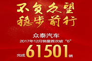 不負眾望穩步前行，眾泰12月銷量破六萬